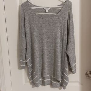 Market & Spruce Gray & White Slouchy Sweater